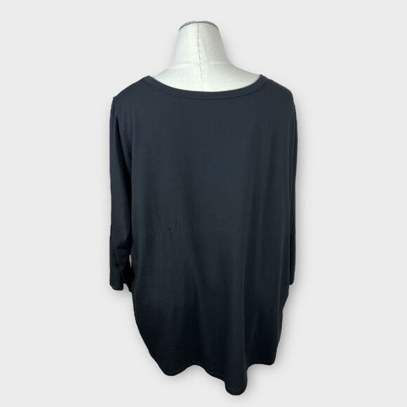 Susan Graver Weekend Essentials Cotton Modal Black Long Sleeve Tee 4X A638774 - Picture 3 of 8